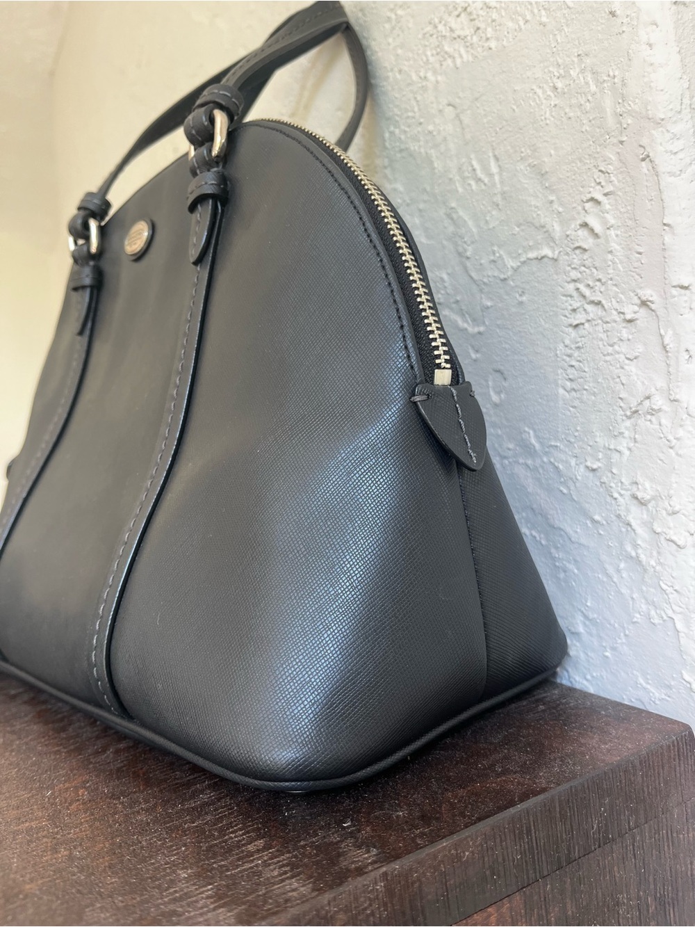 Coach Black Leather Dome Satchel Large Structured Tote Bag - Picture 4 of 13